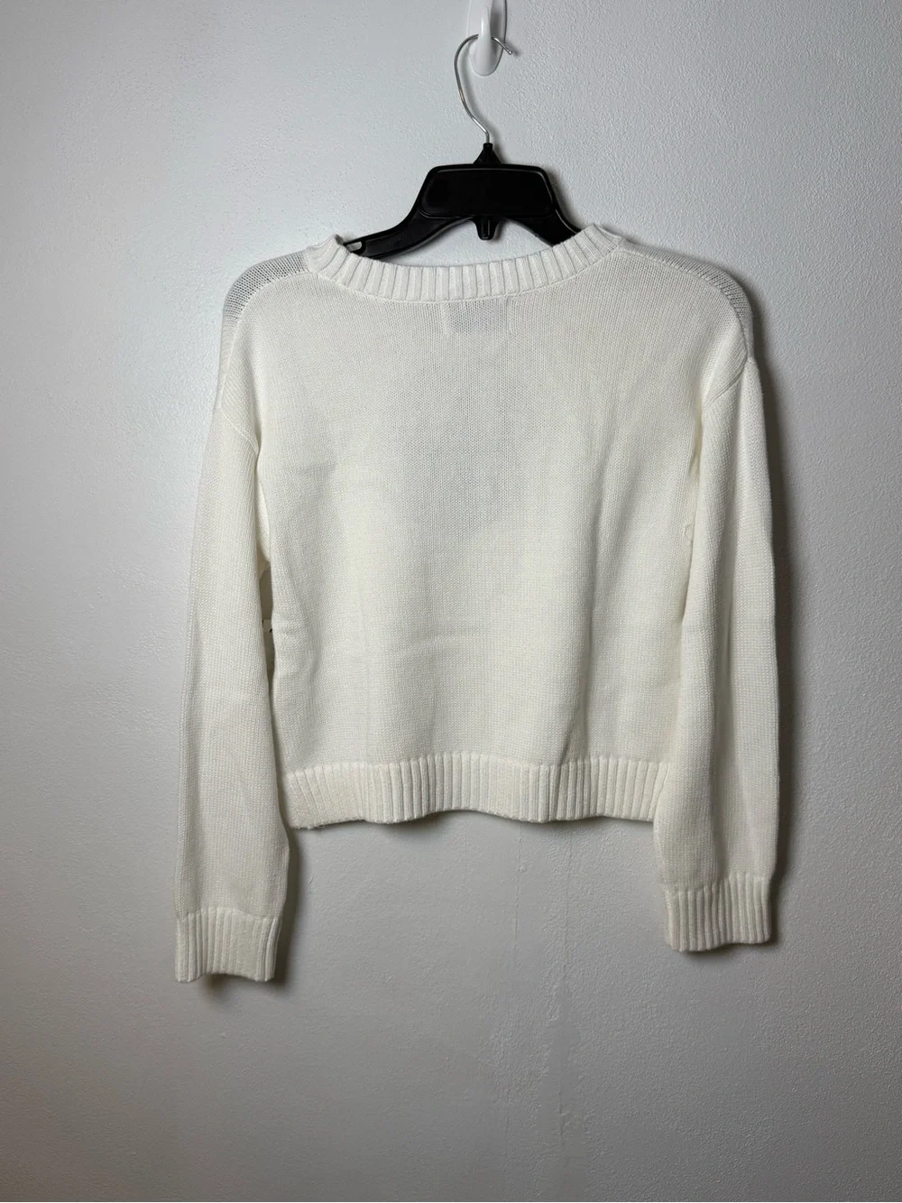 Old Navy White Crewneck Sweater with Red Minnie Bow Accent